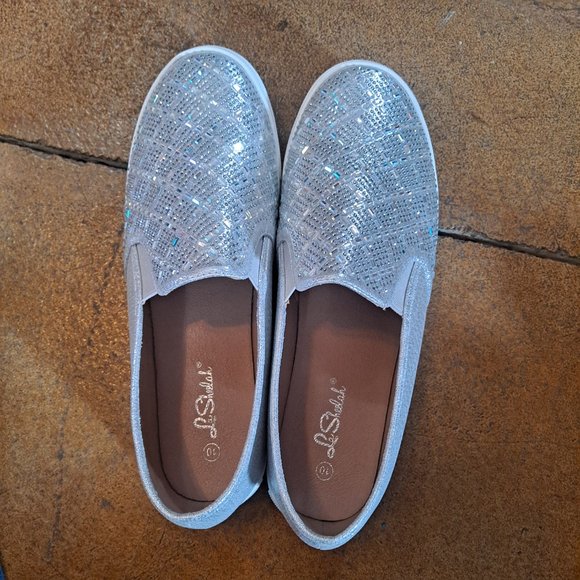 Women's Silver Sequin Bling Slip on Shoe - Picture 3 of 5